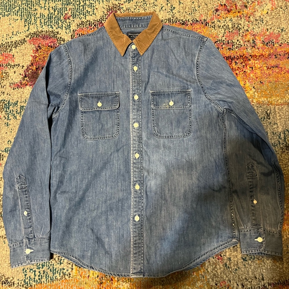Abercrombie & Fitch Denim and Corduroy Casual Button Down Shirt